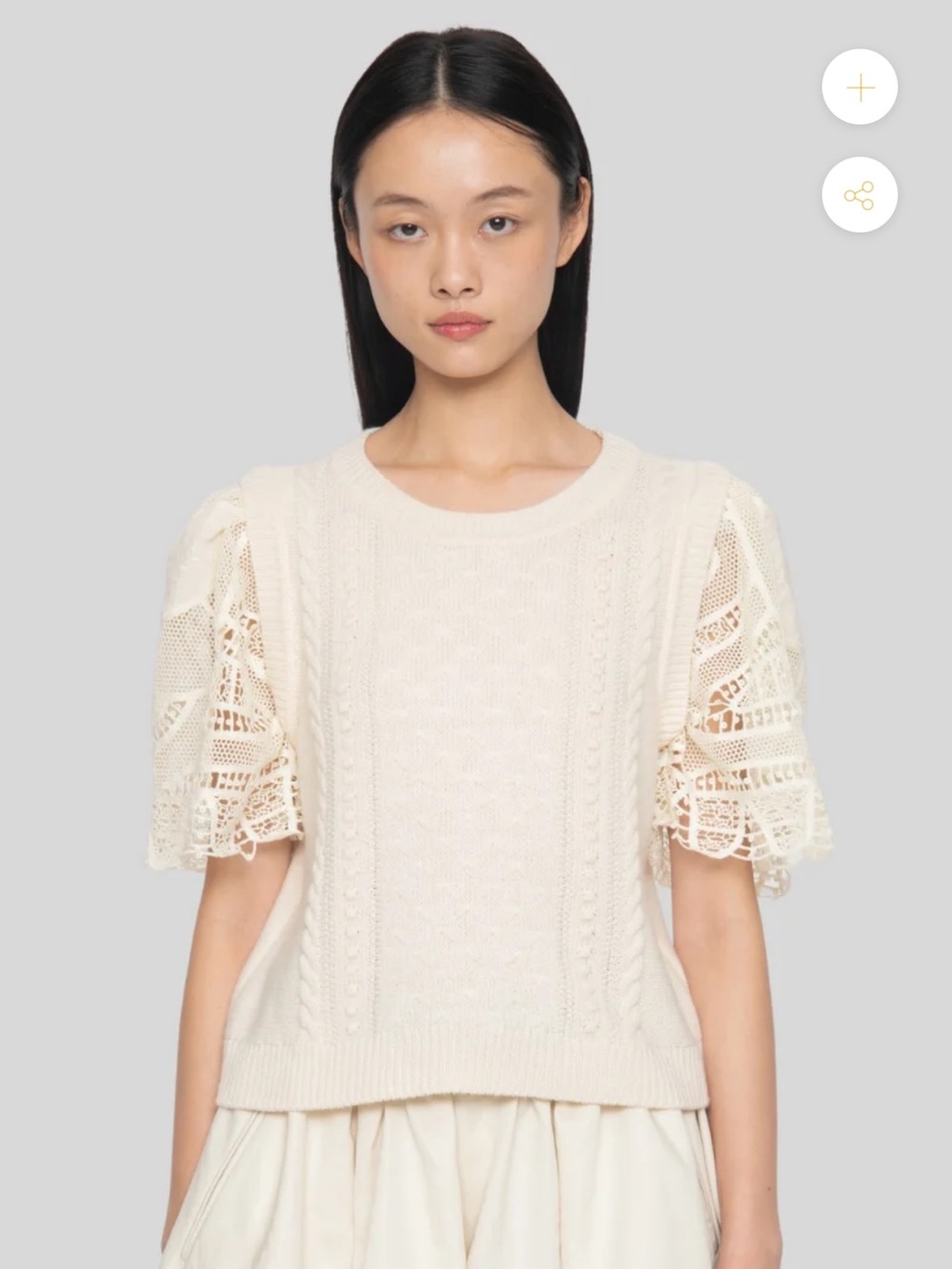 ALINA LACE COMBO SLEEVE SWEATER
